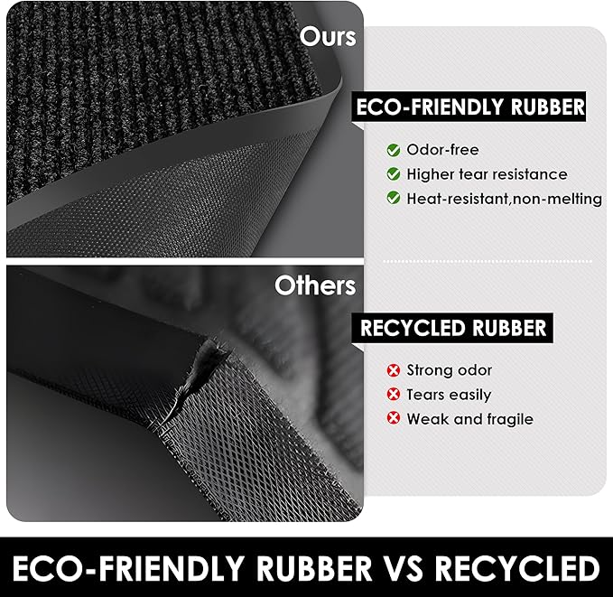 4′ x 17′ Front Door Mat Indoor Outdoor Entrance, Commercial Floor Mat Heavy Duty Dirt Trapper Entryway Doormat, Custom Size Non Slip Rubber Backing Welcome mat, Door Mat for High Traffic Area