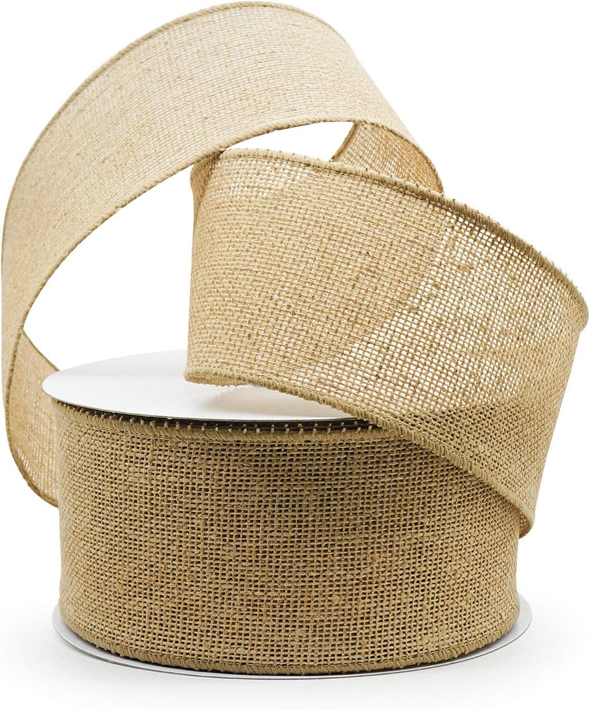 CT CRAFT LLC Burlap Fabric Wired Ribbon 3" x 20 Yards Natural Color for Christmas Home Wedding Decor Gift Wrapping Tree Topper Bow Wreath Bouquet DIY Crafts
