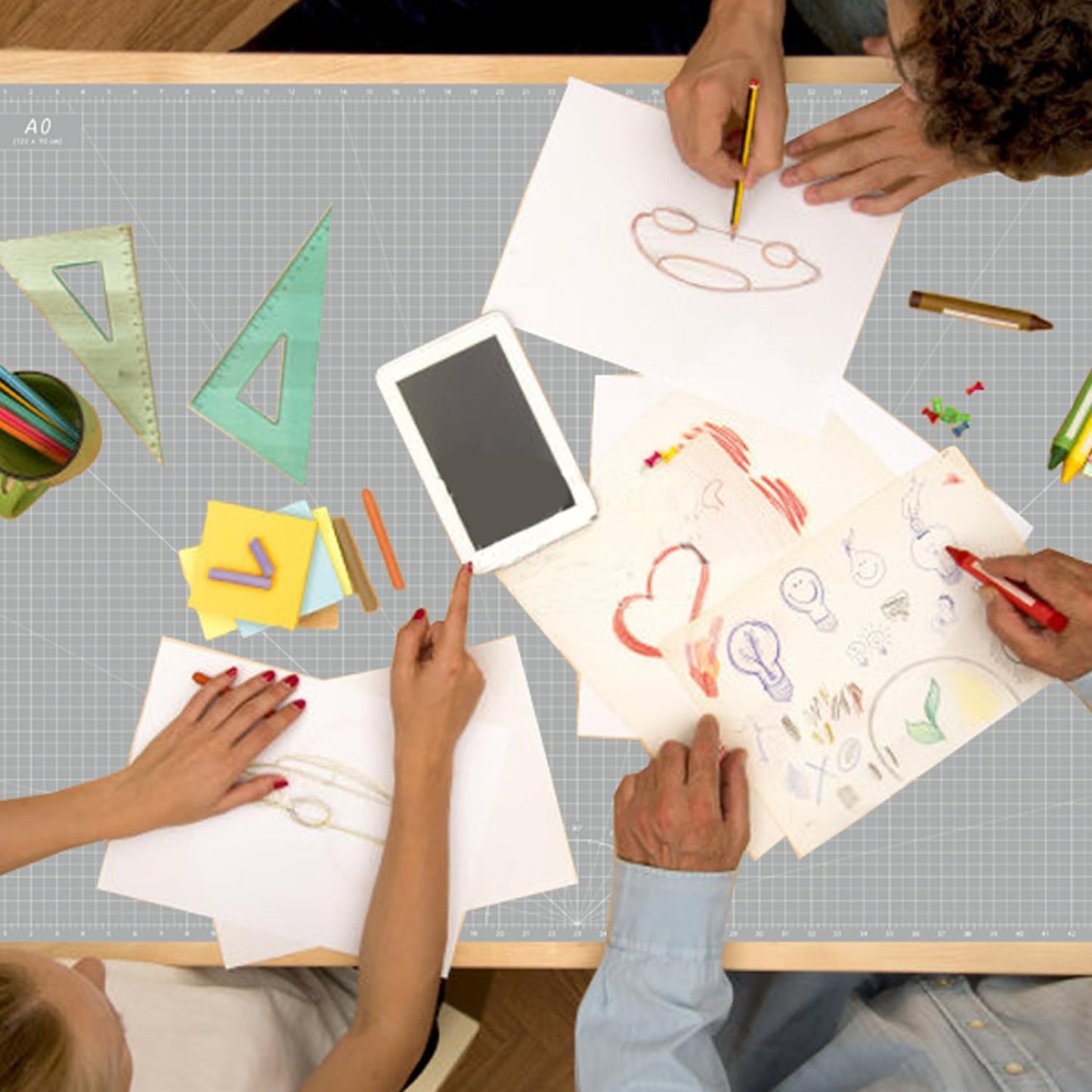 Headley Tools Thickened 36 x 48 Inch Self Healing Sewing Cutting Mat, A0 Rotary Cutting Sewing Mat for Crafts, Double Sided 5-Ply Table Cutting Board for Fabric Quilting Leather Hobby, Grey/Black