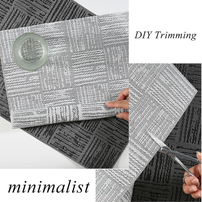 Black Placemats Set of 6, Plastic Vinyl 18" x 12" Place Mats for Dinner Table, No-Slip Wipeable Table Mats Daily Use Patio Kitchen Decoration
