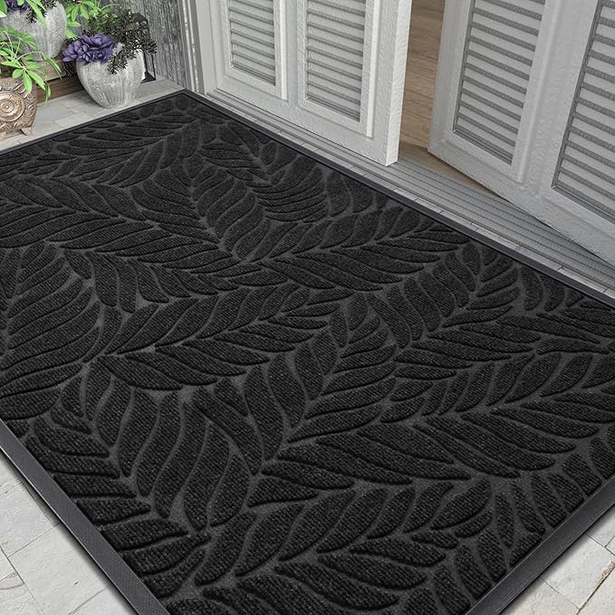 Yimobra 60x36 Large Door Mat Outdoor Indoor, All-Season Waterproof Door Mat Outside Entrance, All-Weather Non-Slip Outside Doormat for Garage Patio Entryway, Black
