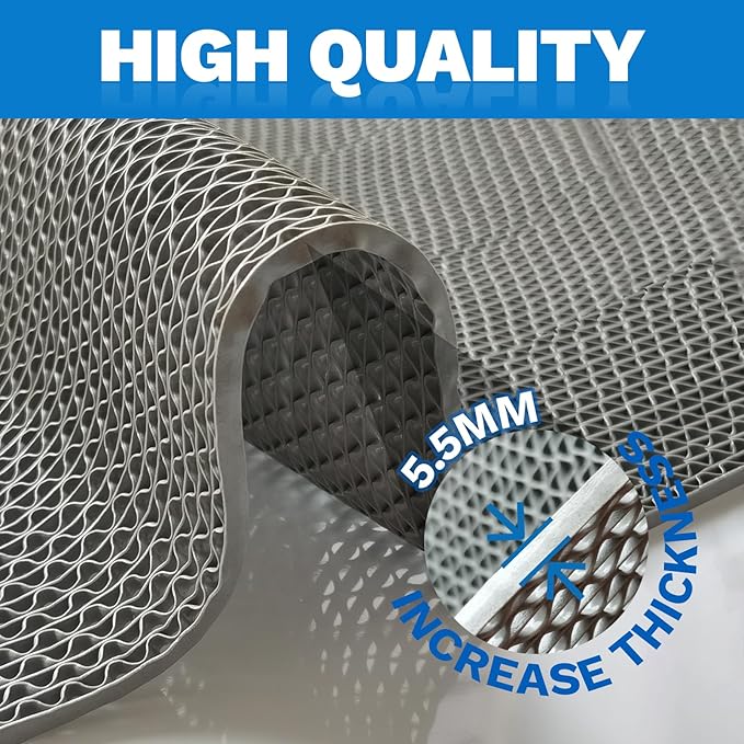 PVC Drainage Floor Mat 3x10Ft, Non-Slip 0.22'' Thick Heavy Duty Mesh Hole Pool Mat, Commercial PVC Mesh Hollow Mats, Outdoor Indoor Rug for Bathroom Patio Bath Shower Wet Area (Grey)