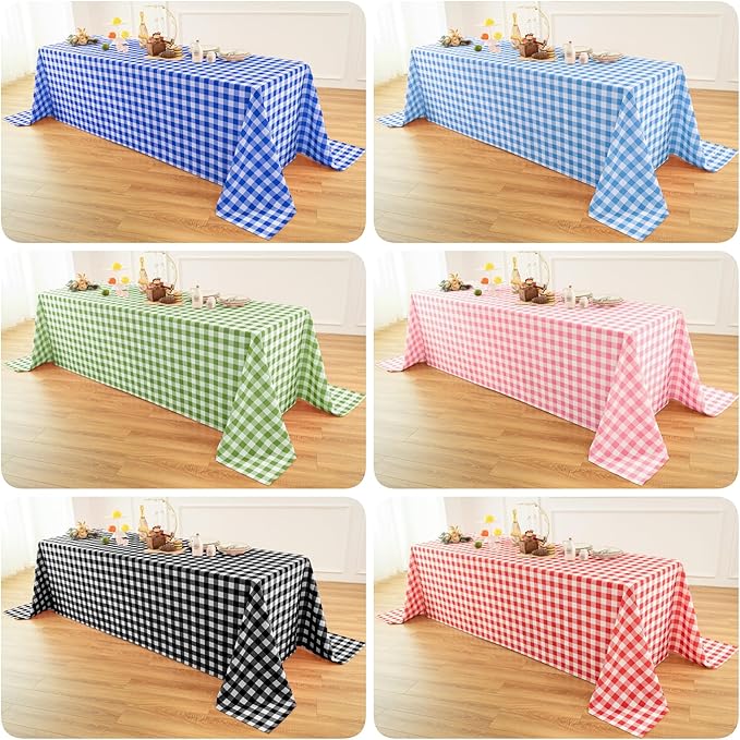 Classic Gingham Buffalo Tablecloth Fabric - Oblong 58x144 Inch Water Proof Checkered Table Cloth for Indoor Outdoor - Table Cover for Birthday, Picnics, BBQs, and Parties