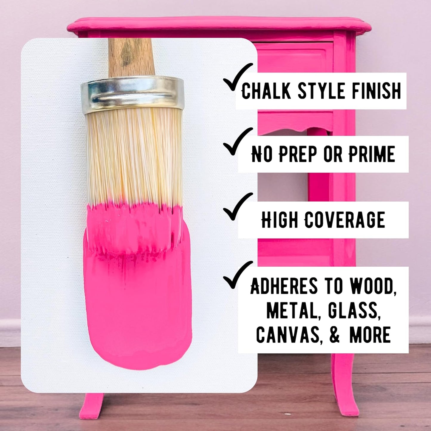 Daydream Apothecary Premium Chalk Style Paint for Furniture, Home Décor, Wood, DIY Interior Projects, Quick Dry, No Prep or Prime Needed, Matte Hot Pink - 8oz