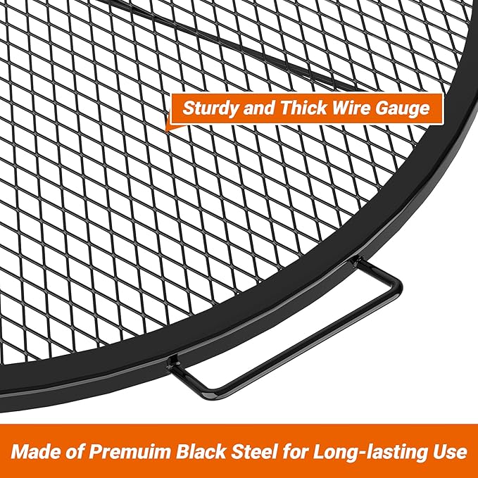 Stanbroil Heavy Duty X-Marks Fire Pit Cooking Grill Grates with Support X Wire - Outdoor Round BBQ Campfire Grill Grid - Camping Cookware, 36-Inch