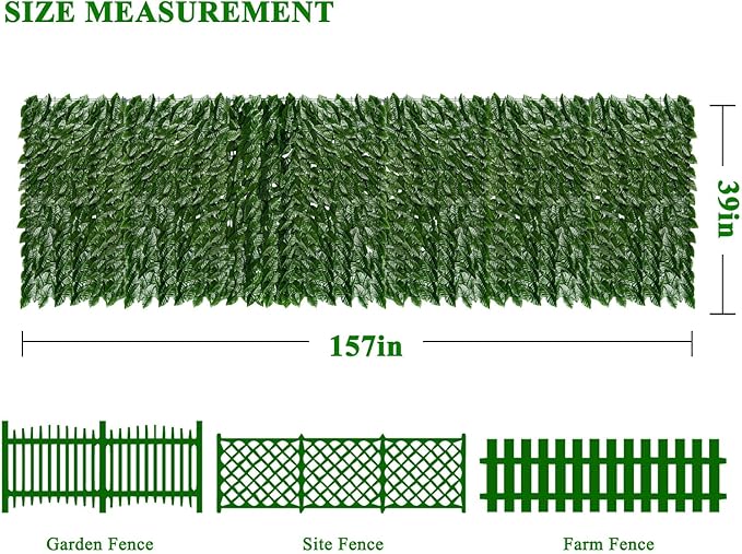 iCover Artificial Ivy Privacy Screen for Fence, 39x157in Strengthened Joint Prevent Leaves Falling Off, Faux Hedge Panels Greenery Vines, Decorative Fences for Outdoor, Garden