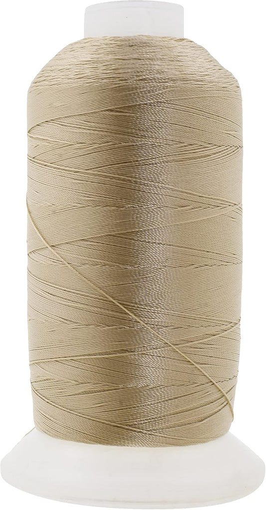 Mandala Crafts Beige Heavy Duty Thread -1500 Yds Tex 90 Thread for Sewing Drapery Jeans Leather Hair - Bonded Polyester Thread Outdoor Marine Upholstery Threads