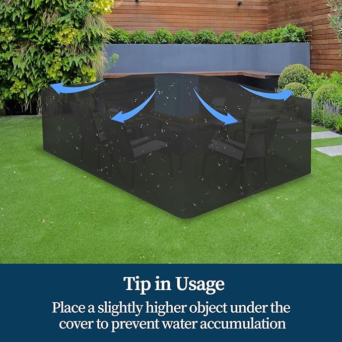 Easy-Going Patio Furniture Set Cover Waterproof Outdoor Square Table Cover with Seal Tape at Seams (49"L x 49"W x 28"H, Black)