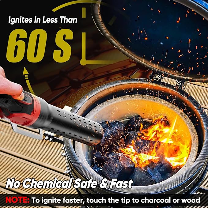 SHALL Electric Charcoal Starter Fire Lighter with Air Blower, 60S Rises to 1292℉ Chemical Free Heated for BBQ Smoker, Grill Starter, Wood Burning Fireplaces & Fire Pits | 9.19ft Cable