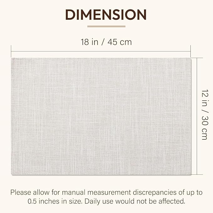 Blue Forest Placemats Set of 6, Dual-Layered Thickened Faux Linen Cloth Place Mats Heat Resistant Machine Washable Wrinkle Free Table Mats Indoor/Outdoor (CreamBeige)