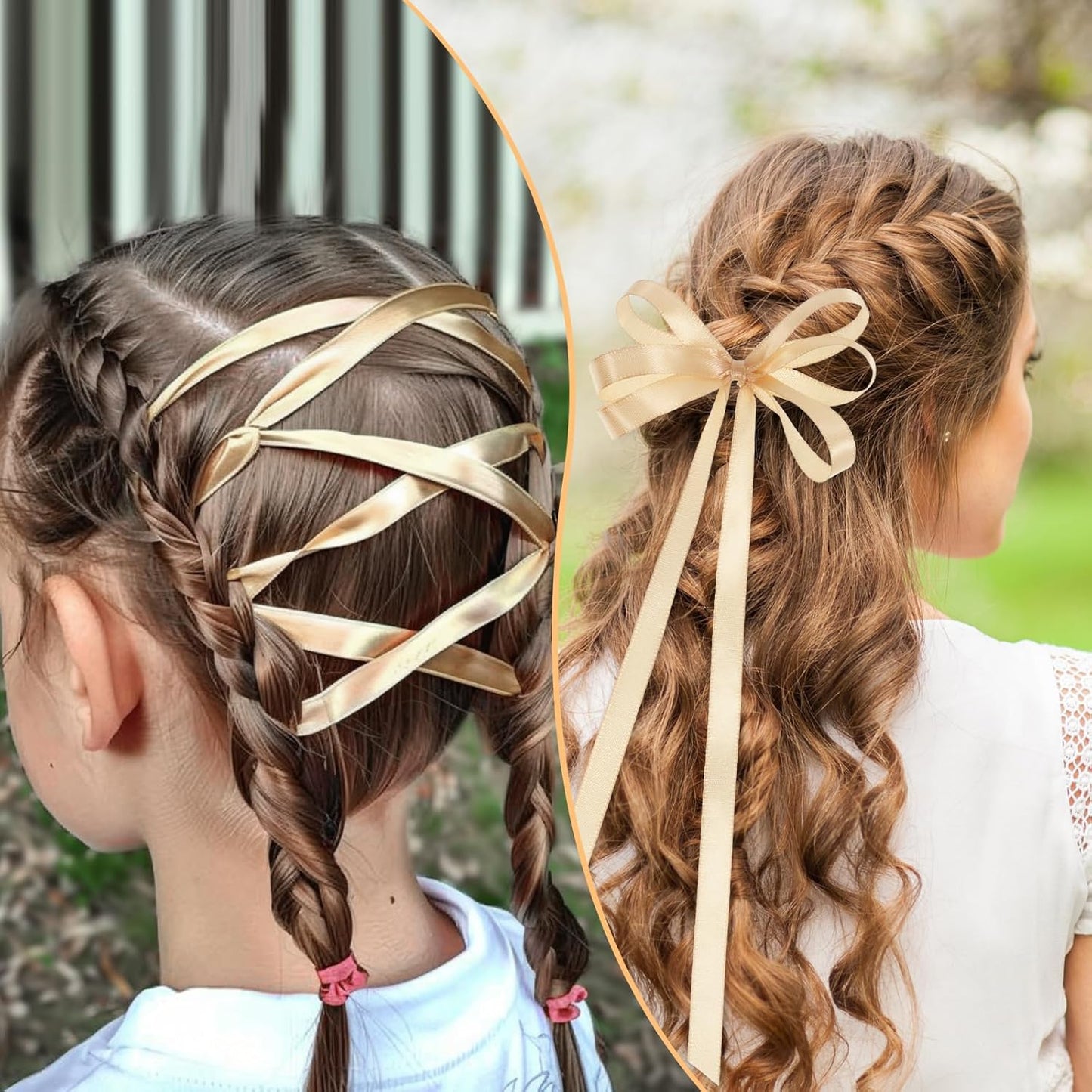 120 Yards Champagne Ribbon 3/8 Inch Thin Gold Satin Ribbon Craft Fabric Christmas Ribbons for Hair Bow Making Gift Wrapping Floral Bouquet Party Birthday Graduate Gift 2025 Decorations