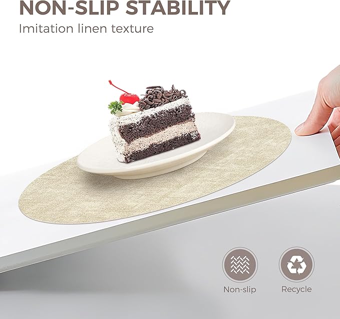 13" Round Placemats Set of 4, NCUE Dual-Sided Faux Leather Heat Resistant Table Mats, Waterproof Oilproof Washable Protective Table Placemats with Coaster, Wipeable Vinyl for Indoor & Outdoor Use