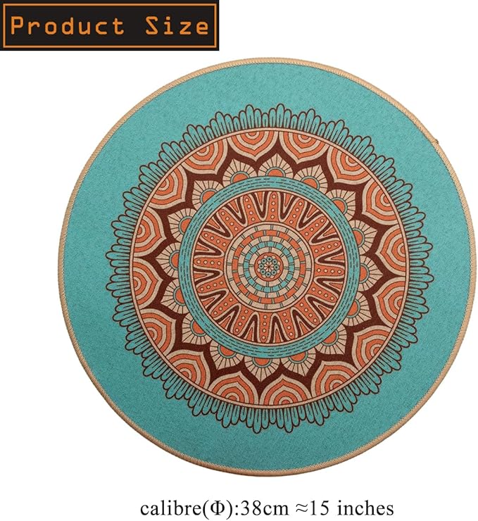 PIGCHCY Round Boho Placemats Set of 6, Rubber Heat Resistant Tabel Mats, Waterproof Washable Placemat for Dining Table Decoration (Teal)