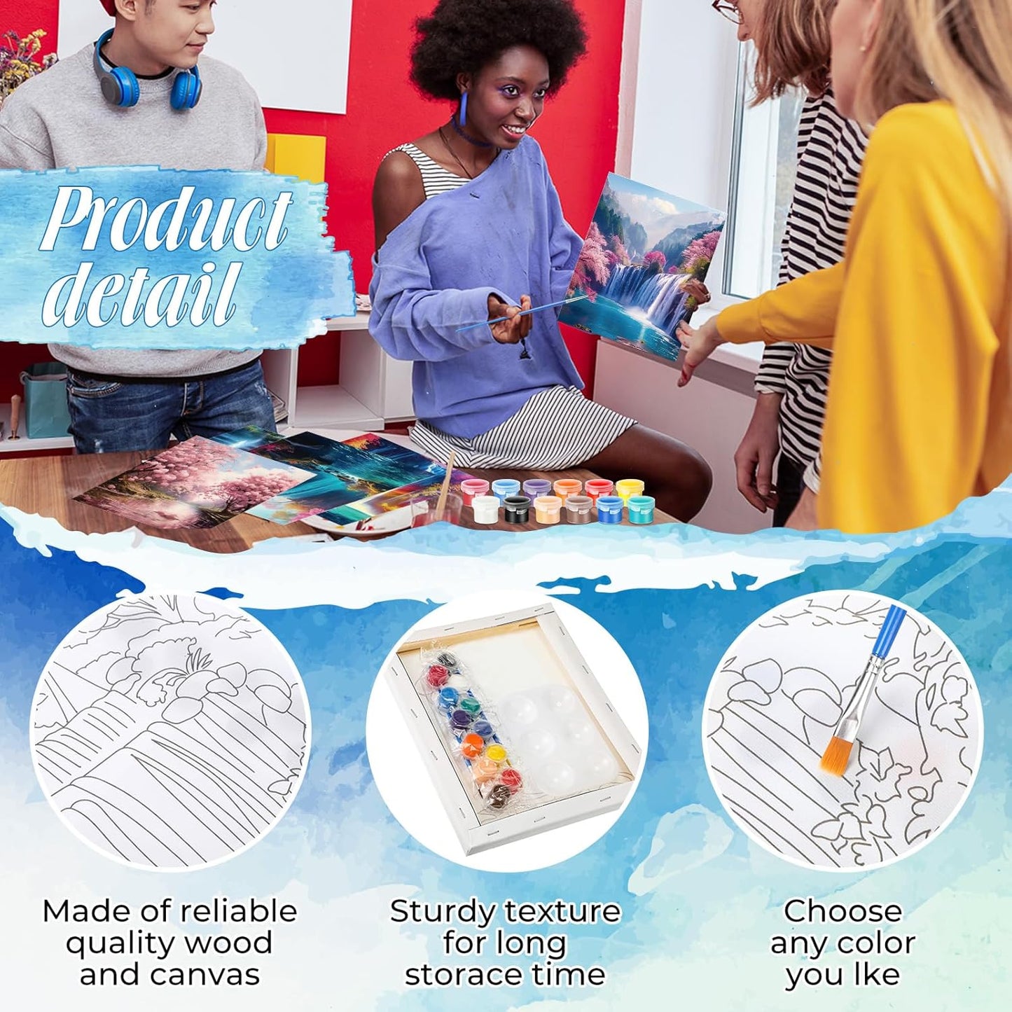 Zhanmai 12 Pack Pre Drawn Canvas for Painting Sip and Paint Kit 8" x 10" Paint Party Set Canvas Painting Pre Printed Canvases for Party Favor DIY Virtual Adult's Date Night(Realistic Landscape)