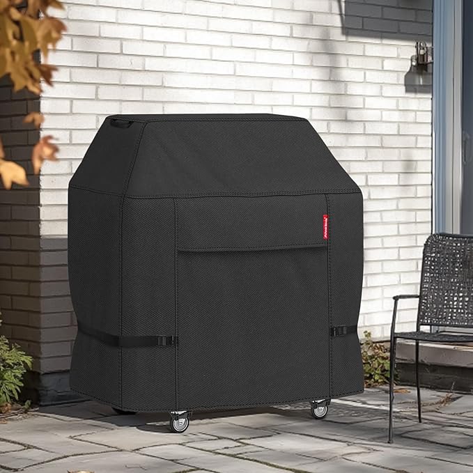Porch Shield 54W x 24D x 46H inch Premium Gas Grill Cover Up to 52 inch, Waterproof and Fade Resistant 600D BBQ Covers for Weber, Brinkmann, Char-Broil and More, Black