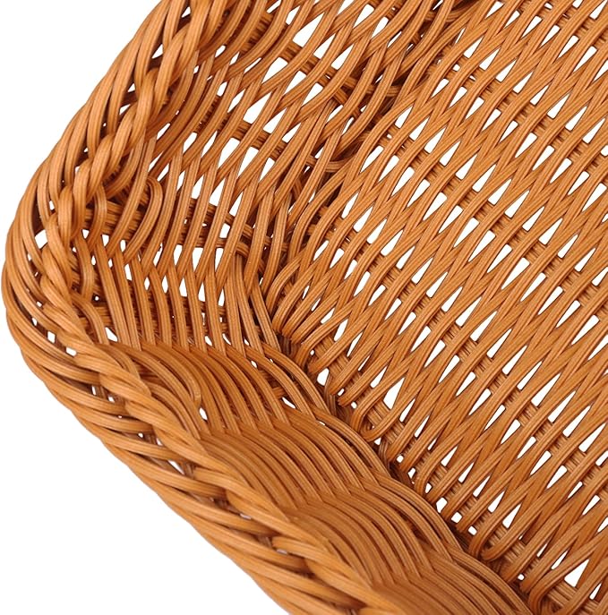 5 PCS 13.8x9.8 Inch Wicker Bread Basket, Woven Serving Basket, Tabletop Food Serving Basket for Restaurant, Bakery, Family Party, Hotel Serving, Fruits, Vegetables and Snacks, Brown
