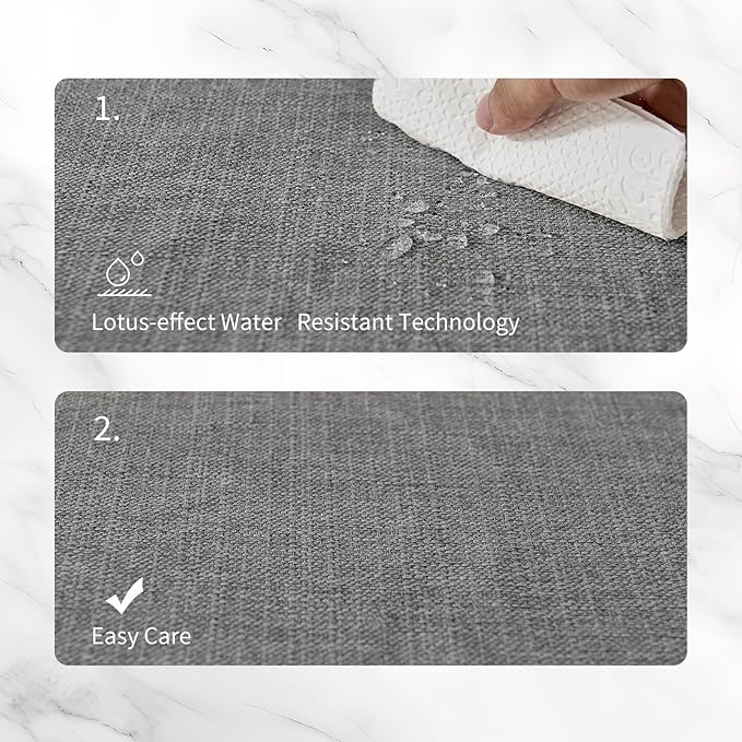 BALCONY & FALCON Placemats Set of 4 Faux Linen Cloth Place Mats Washable Waterproof Wrinkle Resistant Table Placemats for Dining Kitchen Farmhouse Indoor & Outdoor Use(Gray, 13.8”x 17.7”