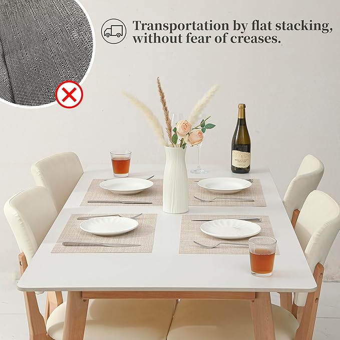 Leetaltree Beige Placemats Set of 24 - Heat Resistant Non-Slip Place mats for Dining Table, Washable Durable PVC Vinyl Woven Table Mats(Beige, 24)