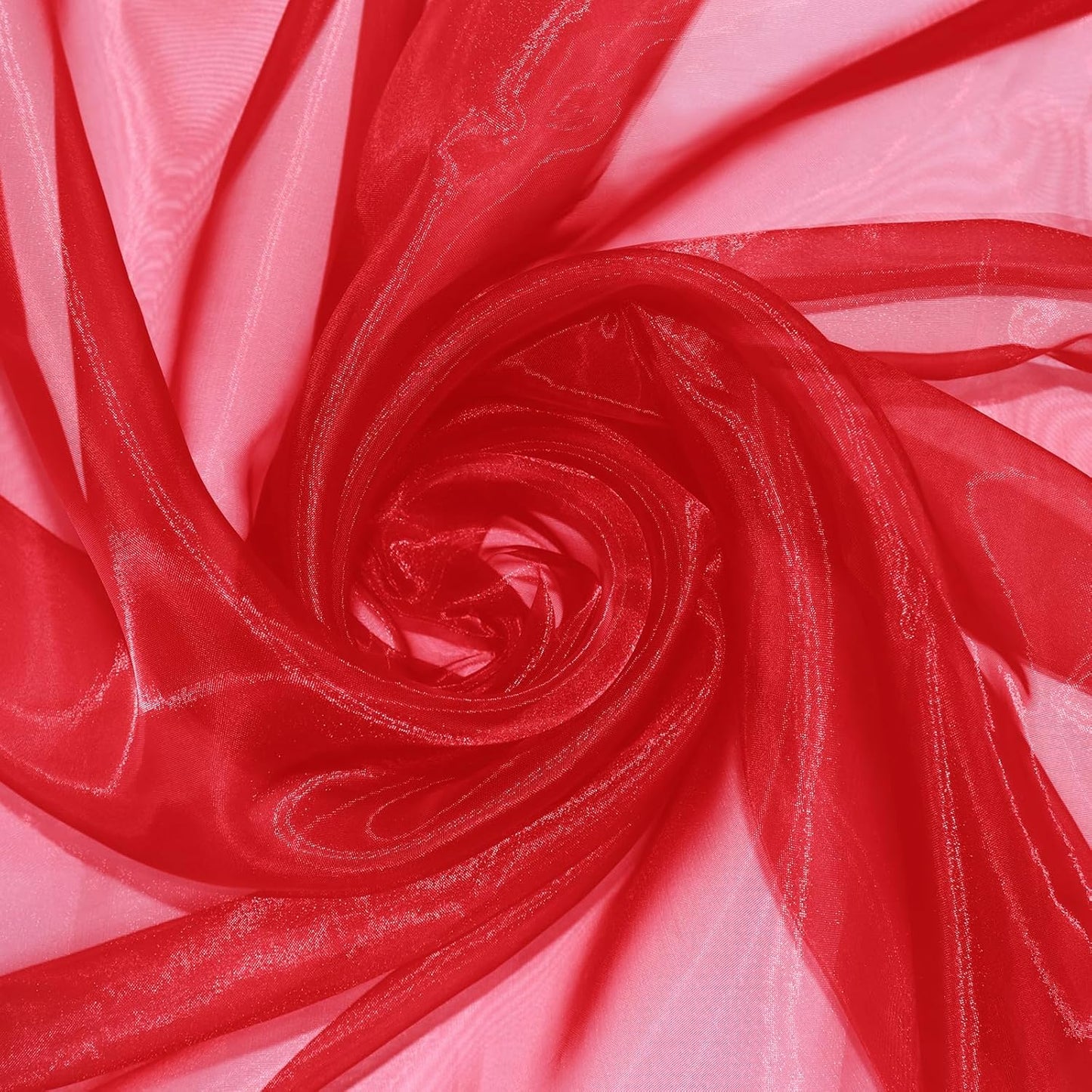 P Pothuiny Sheer Organza Fabric by The Yard, 10 Yards x 60 Inch Wide Bridal Red Organza Tulle Fabric Roll Shiny Gauze Fashion Dress Sewing Craft for Wedding Party Decorations Backdrop