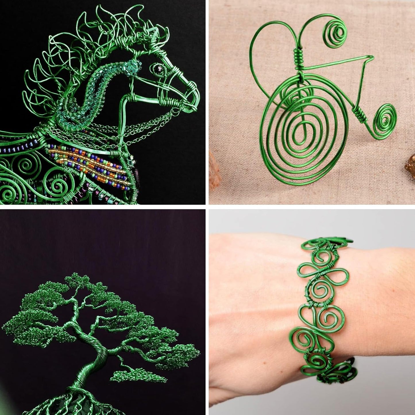 Aluminum Craft Wire, 95 Feet 2.0mm/ 14 Gauge Green Bendable Soft Metal Aluminum Wire Roll Bulk for DIY Crafts Sculpting Jewelry Making