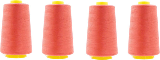 Mandala Crafts 4 Pack of Serger Threads Cones Spools - 40S/2 24000 Yards Polyester Coral Threads for Sergers Machine and Overlock Quilting Sewing Machine