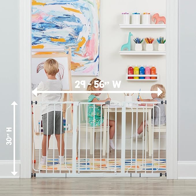 Regalo Safety 56-Inch Extra Wide Baby Gate for Doorways, Hallways & Bottom of Stairs, Pressure Mount Safety Gate for Babies, Toddlers & Pets, Tested & Safe, American Designed, Family Owned
