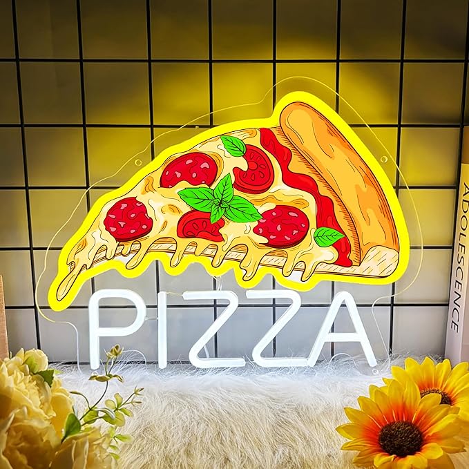 Pizza Neon Sign for Wall Decor, Dimmable Pizza Led Signs, USB Powered Neon Light Sign for Shop, Home, Man Cave, Bar Pub, Neon Gifts