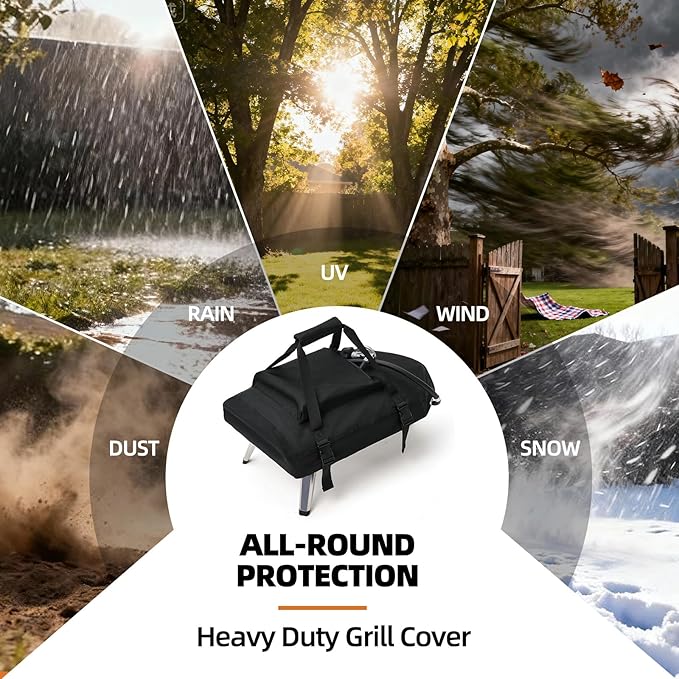NOELIFE Waterproof Cover for Ooni Koda 12 Pizza Oven, Accessories for Ooni 12, Pizza Maker Carry Cover with Top Pocket for Attachments, with Straps in the Bottom for Fixation (Oven Not Included)