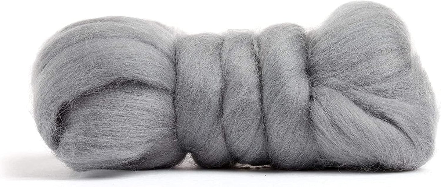 Revolution Fibers Merino Wool Roving | Premium Combed Wool Top | 22 Micron, Perfect for Felting Projects, Spinning, Wall Hangings and Tapestry (Ash)