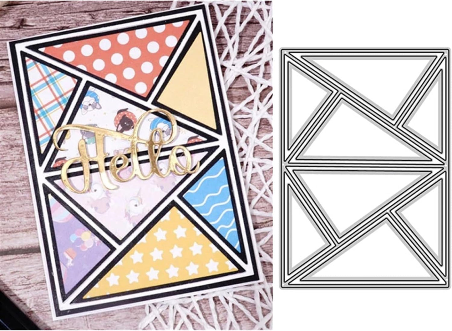 Cutting Dies Metal Stencils Scrapbooking Tools Flowers Lace Frame DIY Embossing Template for Paper Card Making Album Arts Crafts Supplies (Triangle frame-10.1x14cm)
