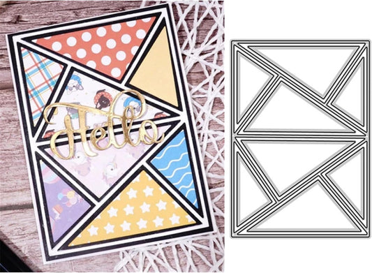 Cutting Dies Metal Stencils Scrapbooking Tools Flowers Lace Frame DIY Embossing Template for Paper Card Making Album Arts Crafts Supplies (Triangle frame-10.1x14cm)
