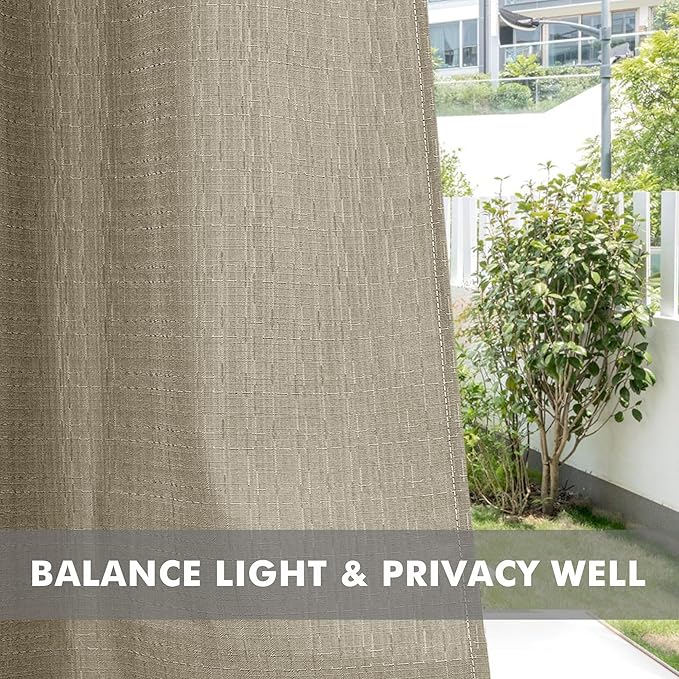 HolidayIdeas 6 Panels Linen Outdoor Curtains for Patio Waterproof Taupe Outside Curtains 54"x95"-Indoor/Outdoor Gazebo Curtains Weighted Weatherproof, Privacy for Pergola, Porch, Cabana, Backyard