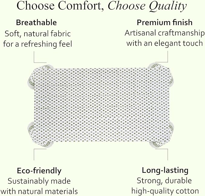 CPC Lotus Meadow Tablecloth 100% Cotton 80x120 Inch Indian Block Print Rectangle Table Cover, Table Cloth for Gifting in Weddings, Halloween, Fall, Christmas, Thanksgiving