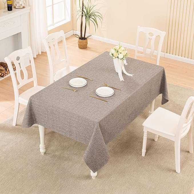 BALCONY & FALCON Small Square Tablecloth Washable Wrinkle Resistant and Water Proof Table Cloth Decorative Linen Tablecloths for Bedside End Table Bedroom Nightstand (Taupe Gray, 35x35)