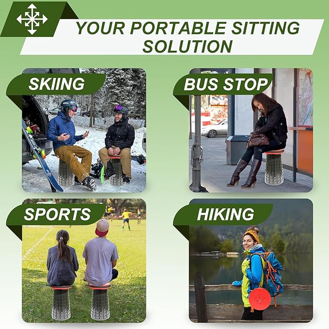 ALEVMOOM Upgraded XXL Collapsible Stool with Cushion 19.7",1000lbs Max Weight,Wider & Taller Pop Up Seat, Heavy Duty Portable Retractable Folding Stool for Camping & Outdoors (Red)