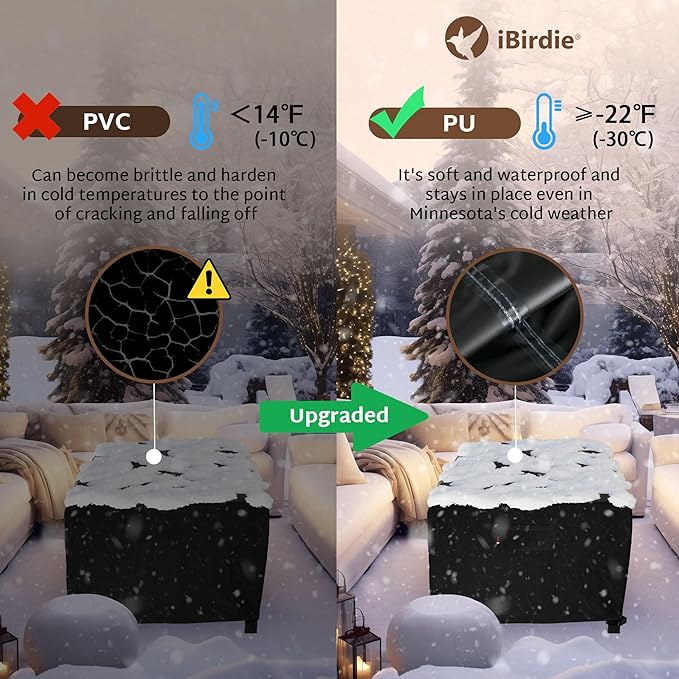 iBirdie Rectangular Gas Fire Pit Table Cover 64 x 30 inch Outdoor Waterproof and Weatherproof Heavy Duty 600D, Patio Furniture Coffee Table Fireplaces Covers