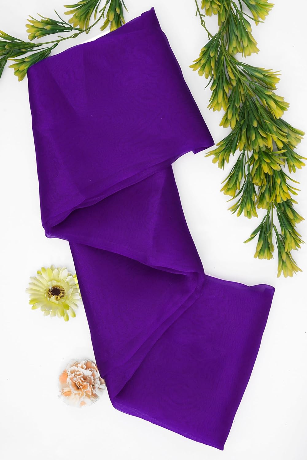 Organza Fabric 5 Yard Bridal Solid Sheer Organza Fabric Bolt for Wedding Dress, Fashion, Crafts, Decorations Silky Shiny Organza 44" - (5 Yard, Purple)