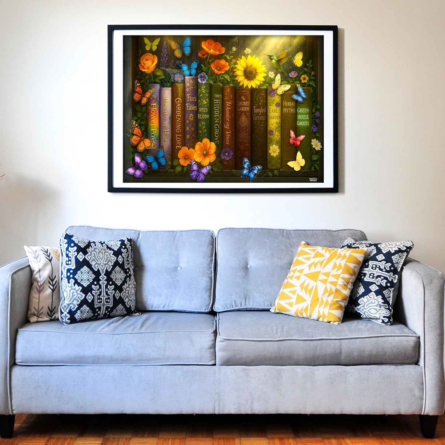 Think2Master Enchanted Library 500 pieces Large Format Jigsaw Puzzle: kids 12+, teens, adults & families. Magical Bookshelf with Butterflies & Flowers Botanical Garden. Great gift. Size: 26.8” X 18.9”