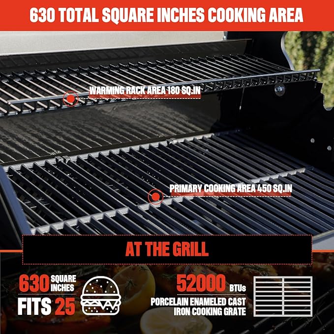 Monument Grills 4+1 Outdoor Barbecue Stainless Steel 4 Burners & 1 Side Burner Propane Gas Grill, 52,000 BTU Patio Garden Barbecue Grill with Knob Controls, Mesa425, Black
