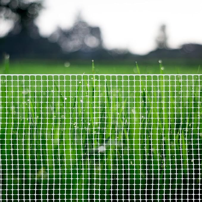 BOEN Garden Fence Temporary Barrier Outdoor Fence for Dog, Rabbit or Deer, Garden Netting Plastic Mesh Plant Protection (4' x 100', White)