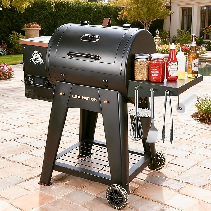 Utheer Grill Side Table Shelf for Pit Boss Lexington 540, Pit Boss Grill Accessories for Lexington 500 Onyx, PB440D2, PB440FB1 Wood Pellet Grill, Heavy Duty BBQ Prep Station Paper Towels & Tools