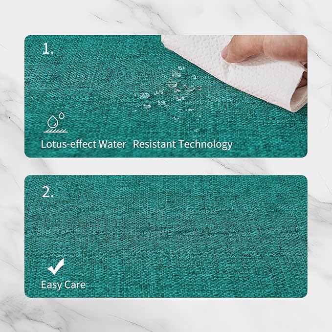 BALCONY & FALCON Placemats Set of 4 Faux Linen Cloth Place Mats Washable Waterproof Wrinkle Resistant Table Placemats for Dining Kitchen Farmhouse Indoor & Outdoor Use(Teal, 13.8”x 17.7”