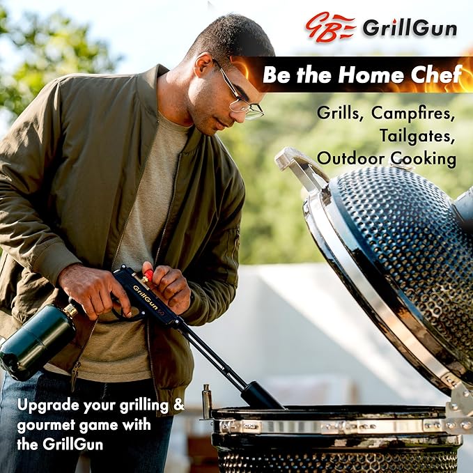 Grillblazer GrillGun Handheld Propane Charcoal Torch – 400,000+ BTU Flame Torch for Instant Charcoal Ignition, Outdoor Cooking, Firepits, Camping, BBQ – Portable High-Power Blowtorch With Hose