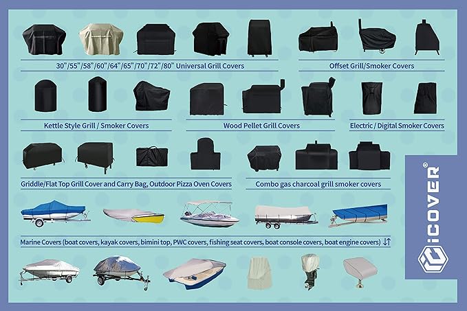 i COVER Pellet Grill Cover- Fits Traeger 34 Series and Pro 780 Grills and Smokers Heavy Duty Water Proof Patio Outdoor Canvas BBQ Covers, for Traeger 34/780 Collection Barbeque and Smoker