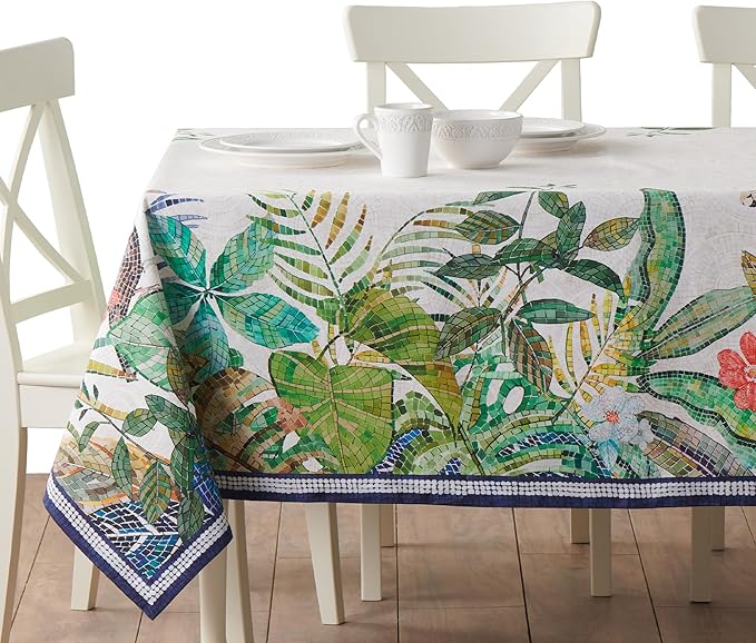 Maison d' Hermine Premium Table Cloth Rectangle Table 100% Combed Cotton 108 x 70 Inches Tablecloth Reusable Decorative for Dining Room, Farmhouse, Home, Party, Festive & Wedding - Mosaic