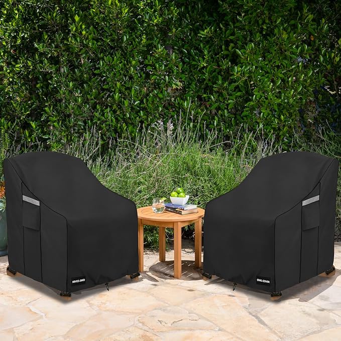 Outdoor Chair Covers 32"W x 35"D x 36"H,600D Heavy Duty Waterproof Patio Chair Cover,Outdoor Furniture Covers for Lawn/Garden Chiar,Black