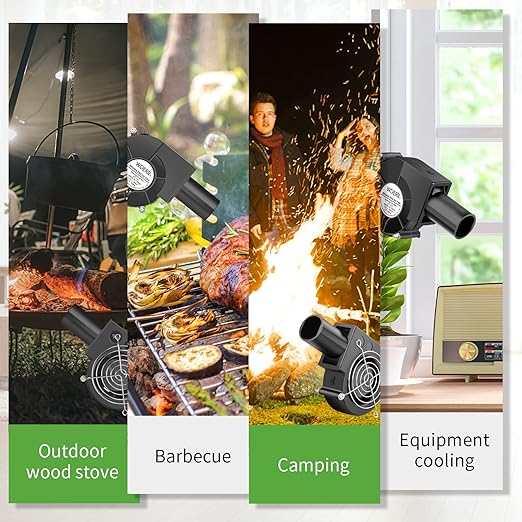 97mm x 33mm BBQ Blower Fan 12V with 120V – 240V AC Plug Variable Speed Controller Centrifugal for Outdoor Barbecues Fire Bellow, Camping Cooking, Wood Stove, Charcoal Starter
