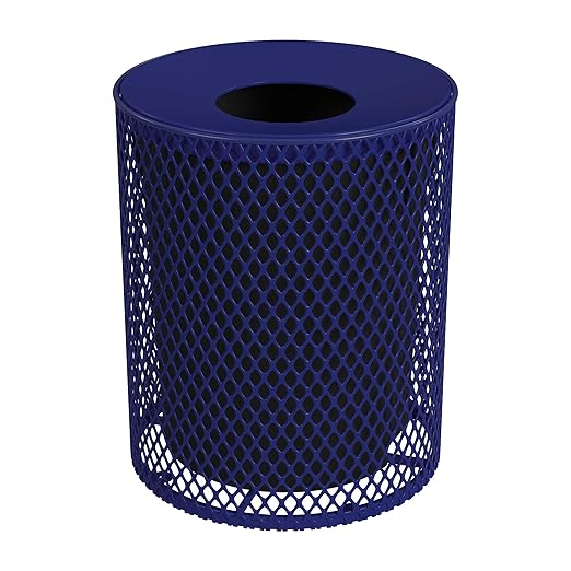Leisure Craft Heavy-Duty 32 Gallon Receptacle, Portable, Liner Included, Made with Heavy-Gauge Metal and a Durable Thermoplastic Coating, Commercial Outdoor Park Receptacle, Made in The USA