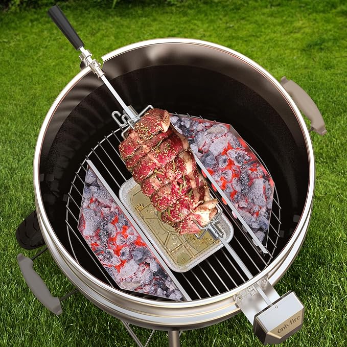 Onlyfire 6002 Rotisserie Meat Forks(1-Pair) for Grills-Fits 1/2-Inch hexagon & 3/8-Inch and 5/16-Inch square Spit Rods