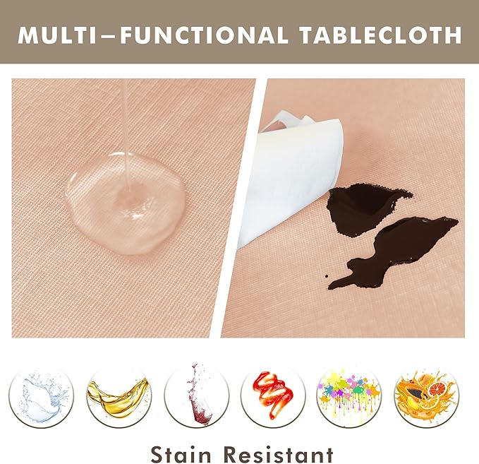 Nasitos 2 Pack Vinyl Tablecloth Rectangle 60x84 Inch-Wedding Champagne Table Cloths Stain Resistant, Rectangular Table Overlay Cover Tablecloth, Waterproof Spillproof Table Decor for Wedding Banquet